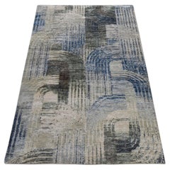 2'x3' Ivory THE INTERTWINED PASSAGE Silk Textured Wool Hand Knotted Mat Rug