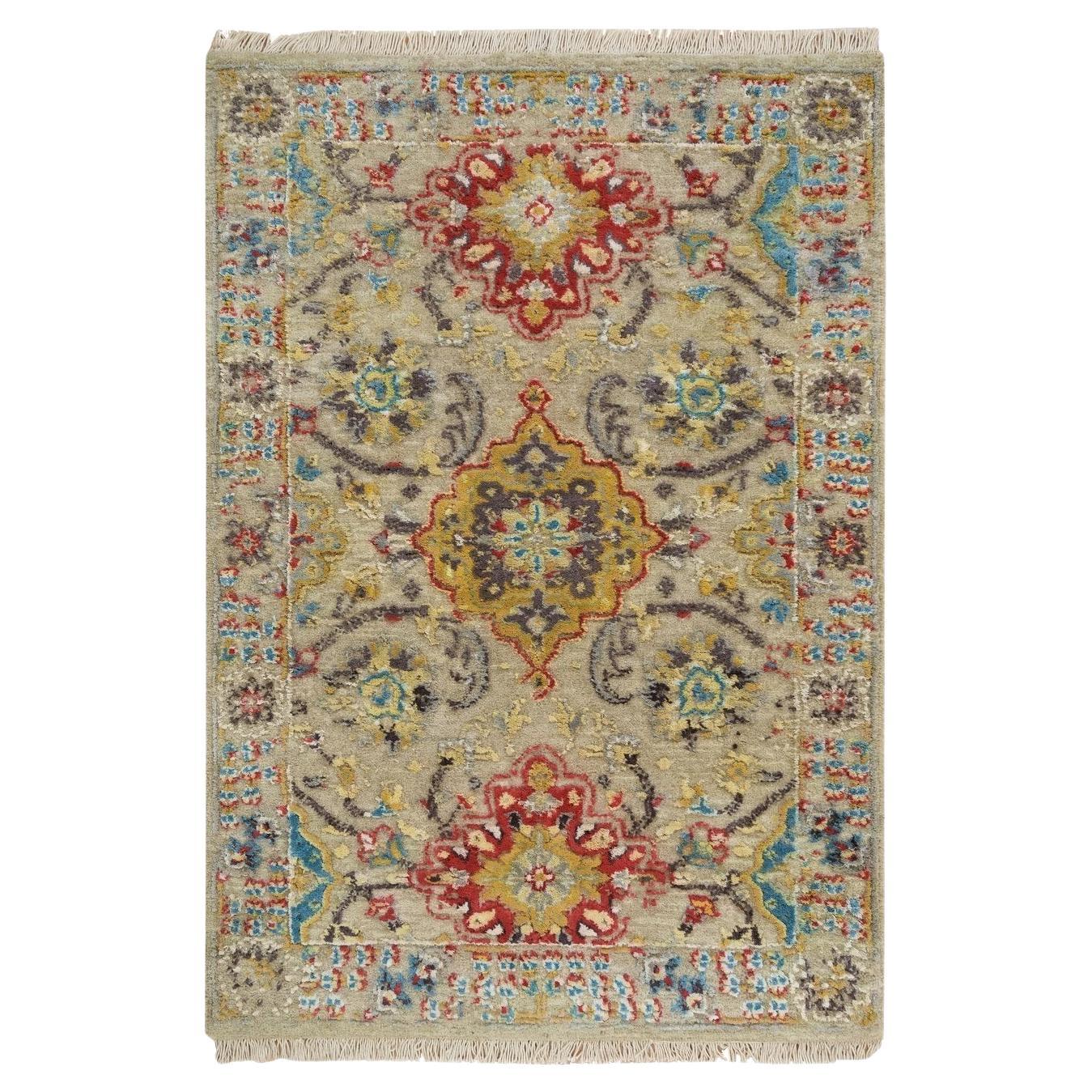 2
x3
Khaki The Sunset Rosettes Wool and Silk Hand Knotted Mat Oriental Rug