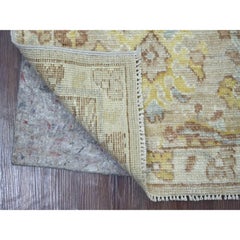 2'x3' Light Brown Afghan Angora Oushak Hand Knotted Wool Mat Oriental Rug