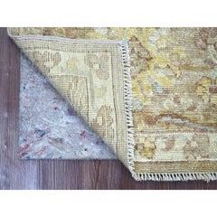 2'x3' Tapis en laine marron clair Afghan Angora Oushak Leaf Design noué à la main