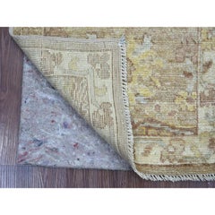 2'x3' Tapis en laine marron clair Afghan Angora Oushak Leaf Design noué à la main