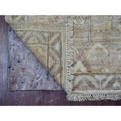 2'x3' Light Brown Pure Wool Afghan Angora Oushak Hand Knotted Mat Small Rug
