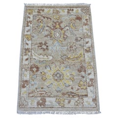 Tappeto orientale in lana afgana angora Oushak annodato a mano 2'x3' Light Brown