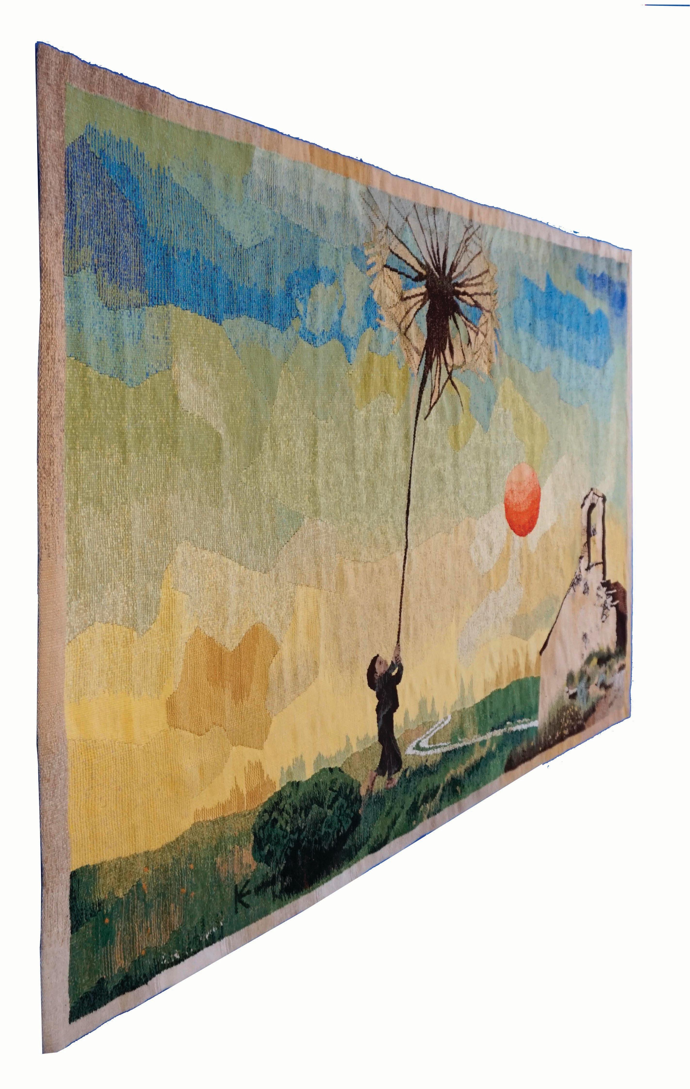 2x3 m Kindheits-Webteppich Riesige Textilkunst der Künstlerin Eszter Kneisz (Sonstiges) im Angebot