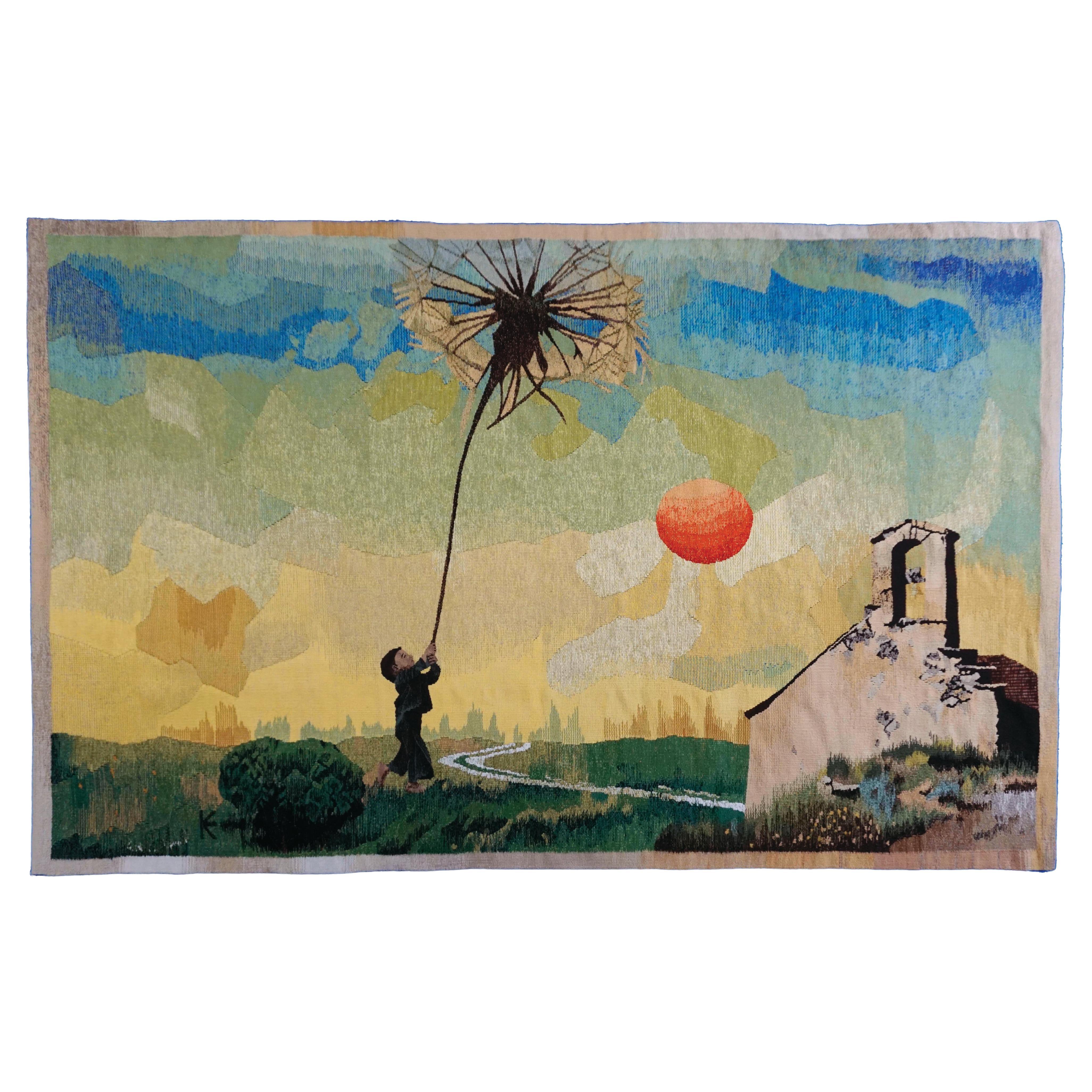 Tapisserie tissée de l
enfance de 2x3 m Immense art textile de l
artiste Eszter Kneisz