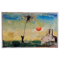 Vintage 2x3 m Childhood Woven Tapestry Huge Textile Art by Artist Eszter Kneisz