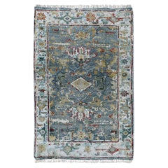 2
x3
Marengo Gray Hand Knotted Erased Persian Heriz Design All Wool Mat Rug