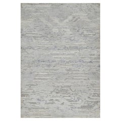 2'x3' Medium Gray Undyed Natural Wool Modern Design Hand Knotted Mat Rug