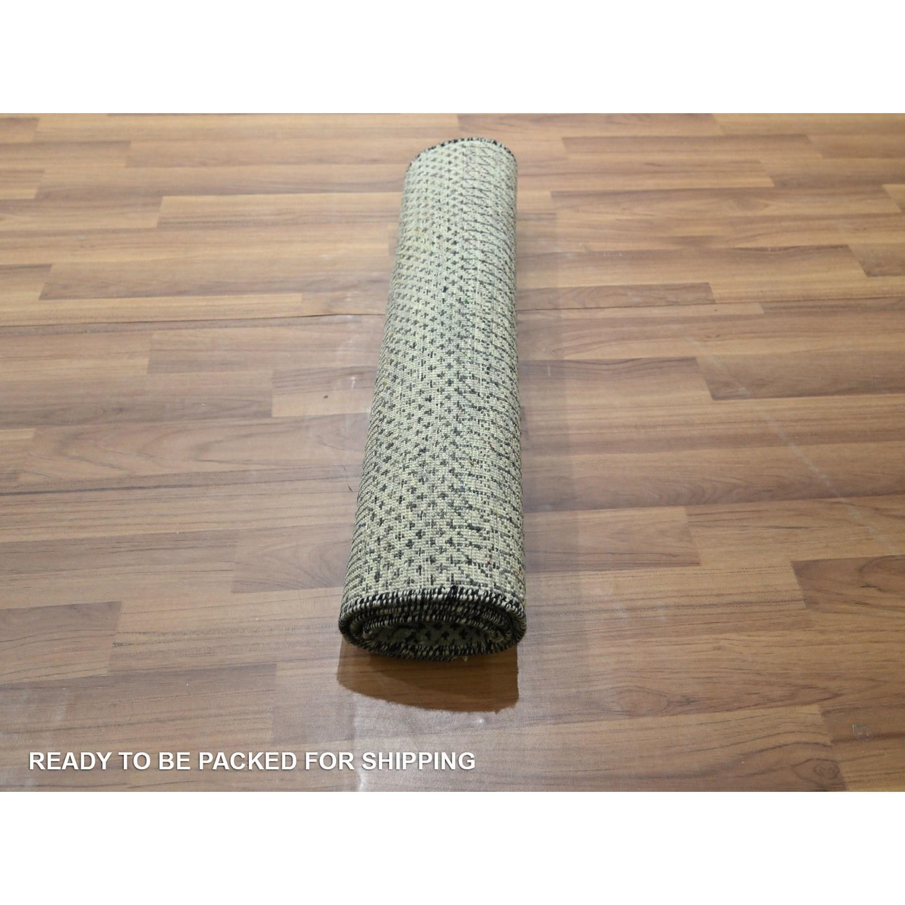 Noué à la main 2'x3' Tapis gris moyen en laine et soie, design Modern Grass, noué à la main en vente