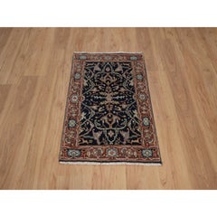 2'x3' Mitternachtsblau Weiche Wolle Handgeknüpft Fein Heriz Re-Creation Matte Teppich