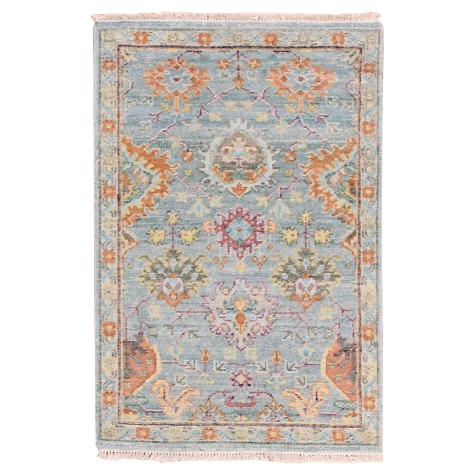 2'x3' Mirage Gray Sultanabad Reimagined 100% Wolle Hand Knotted Mat Rug