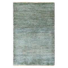 2'x3' Nevada Gray Modern Grass Design Hand Knotted Wool with Silk Mat Rug