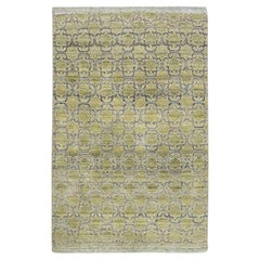 2'x3' Olive Green Khotan Design Silk Hand Knotted Sample Mat Oriental Rug