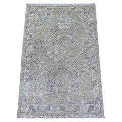 2'x3' Olive Green Wool Foundation Afghan Angora Oushak Mat Oriental Rug