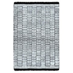 2'x3' Oxford Gray Modern Textured Wool and Silk Hand Loomed Mat Oriental Rug