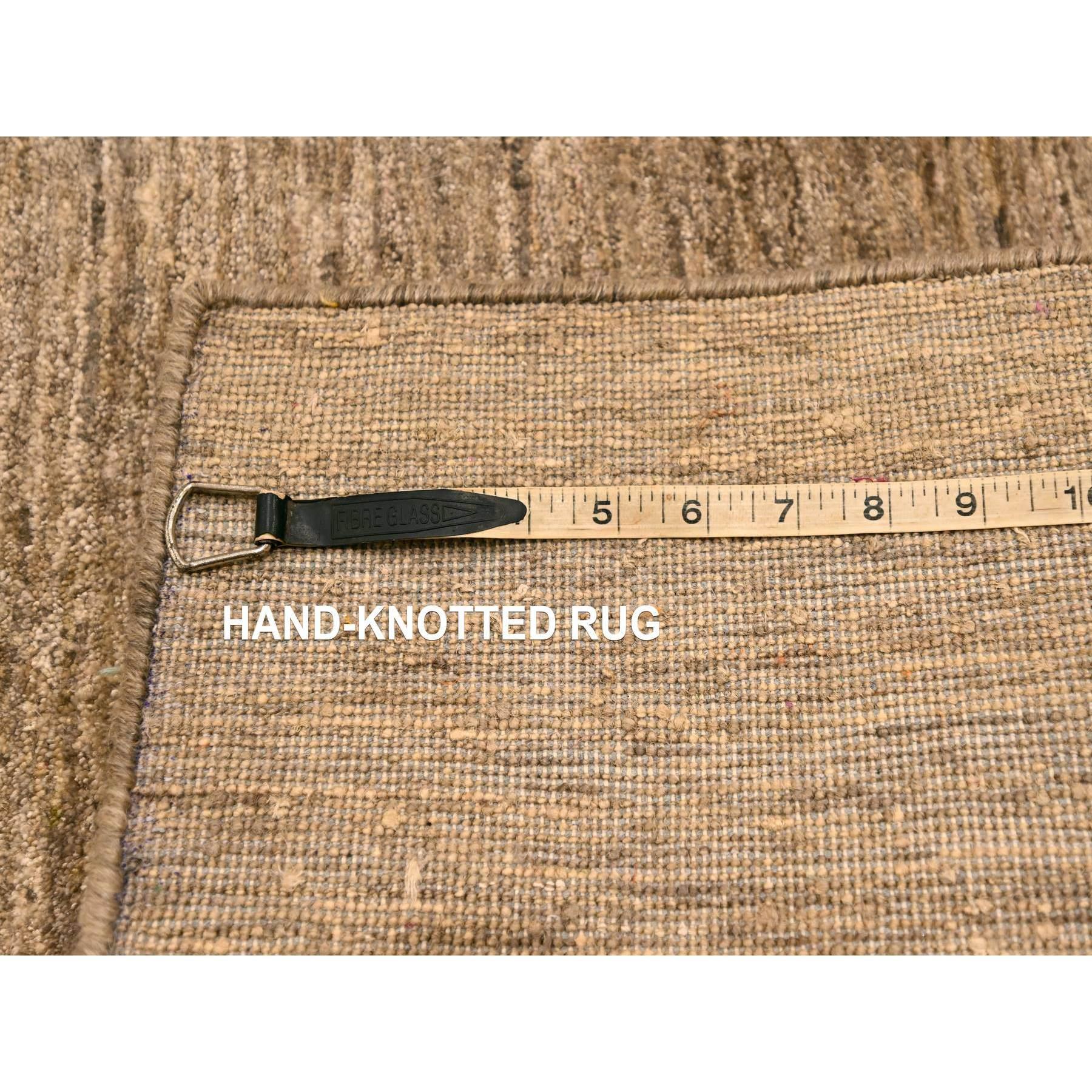 Indian 2'x3' Peanut Brown Plain Solid Design Pure Sari Silk Hand Knotted Mat Rug For Sale