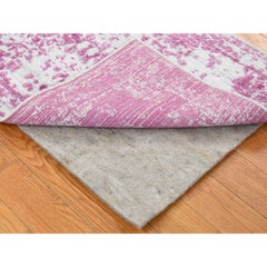 2'x3' Pink, Fine Jacquard, Hand Loomed Wool and Plant Based Silk Mat Rug