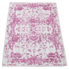 2'x3' Pink, Fine Jacquard, Hand Loomed Wool and Plant Based Silk Mat Rug
