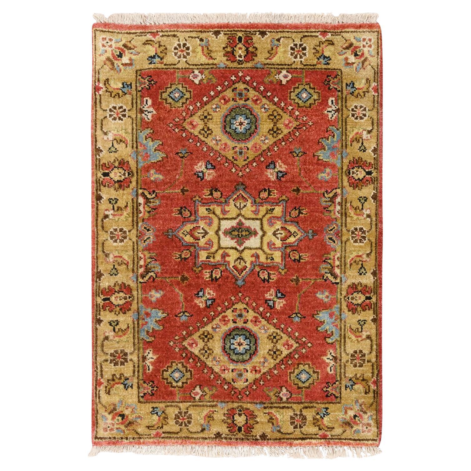 2
x3
 Rot und Beige Karajeh Design Wolle Handgeknüpft Orientteppich