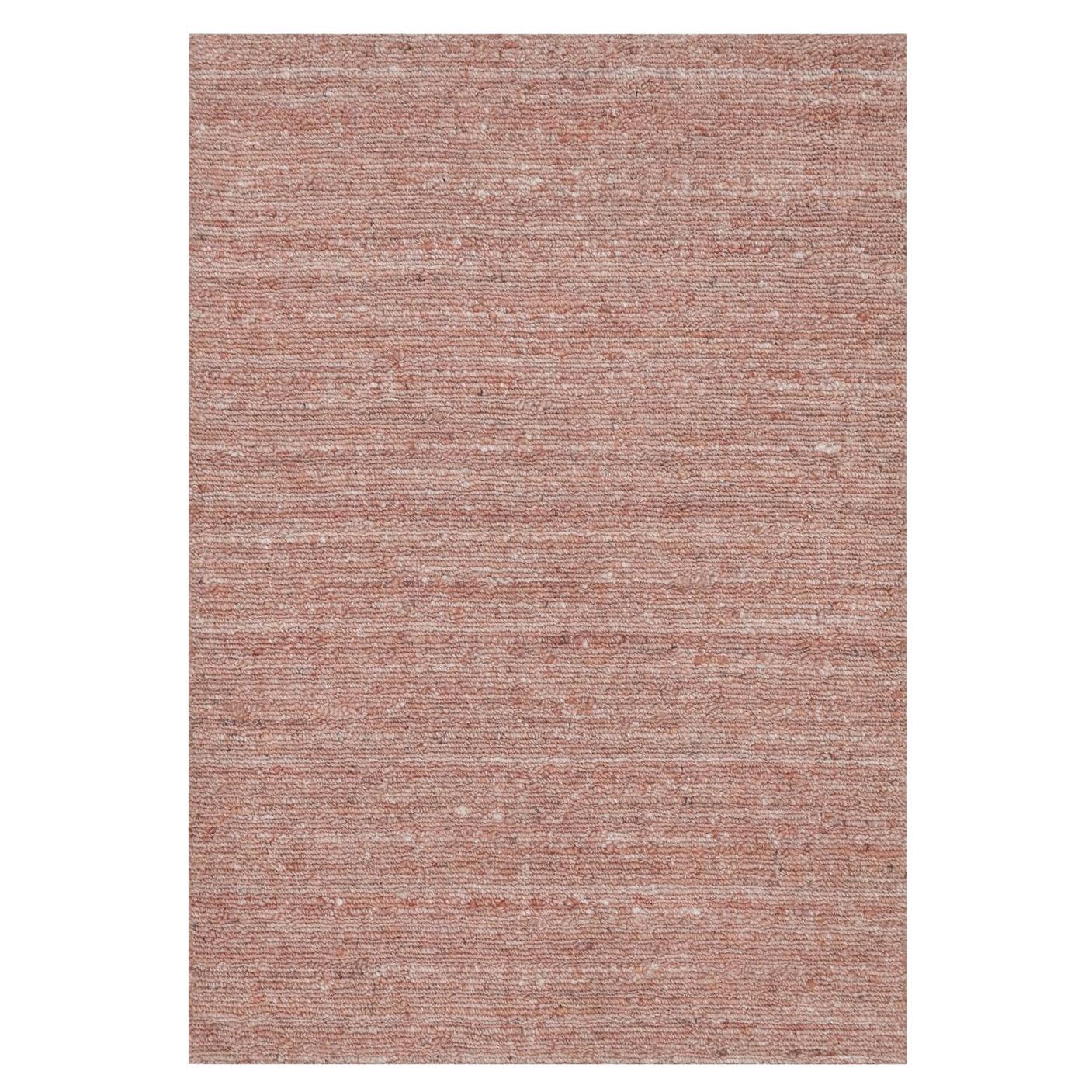 2'x3' Rose Pink, Soft Pile, Pure Wool, Modern Striae Design, Hand Loomed Rug