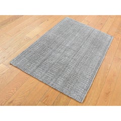 2'x3' Spanish Gray, 100% Wool, Tone on Tone Design, Hand Loomed, Sample Rug