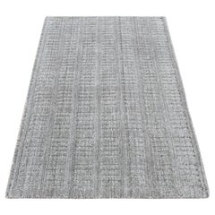 2'x3' Spanish Gray, 100% Wool, Tone on Tone Design, Hand Loomed, Sample Rug