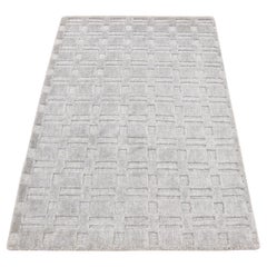 2'x3' Spanish Gray, Hand Loomed, Tone on Tone Design, Pure Wool, Sample Rug