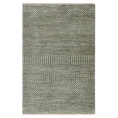 2'x3' Stone Gray Hand Knotted Wool with Silk Modern Grass Design Mat Rug