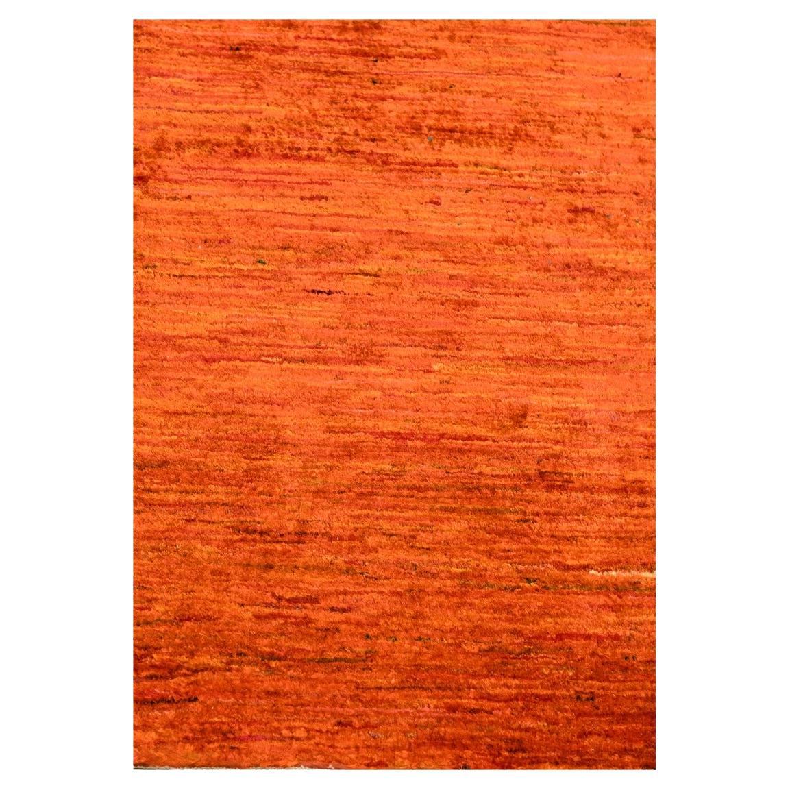 2'x3' Tangelo Orange Plain Solid Design Hand geknüpft Probe Sari Seide Teppich
