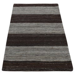 2'x3' Taupe Brown, Flat Weave Kilim, Undyed Natural Wool Hand Woven Rug