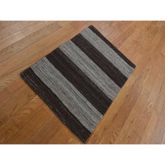 2'x3' Taupe Brown, Undyed Natural Wool, Flat Weave Kilim, Sample Rug