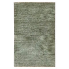 2'x3' Taupe Gray Modern Grass Design Hand Knotted Wool and Silk Small Rug