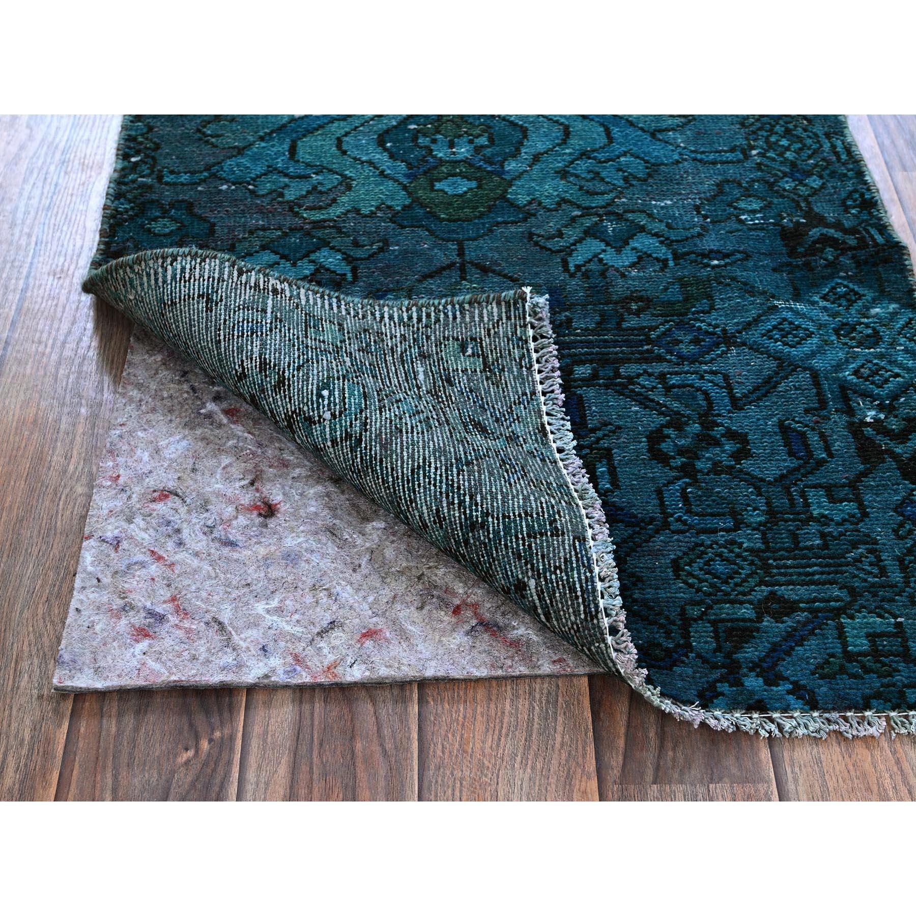 2'x3' Teal Overdyed Vintage Persischer Bakhtiar Handgeknüpfter Teal-Teppich aus reiner Wolle (Böhmisch) im Angebot