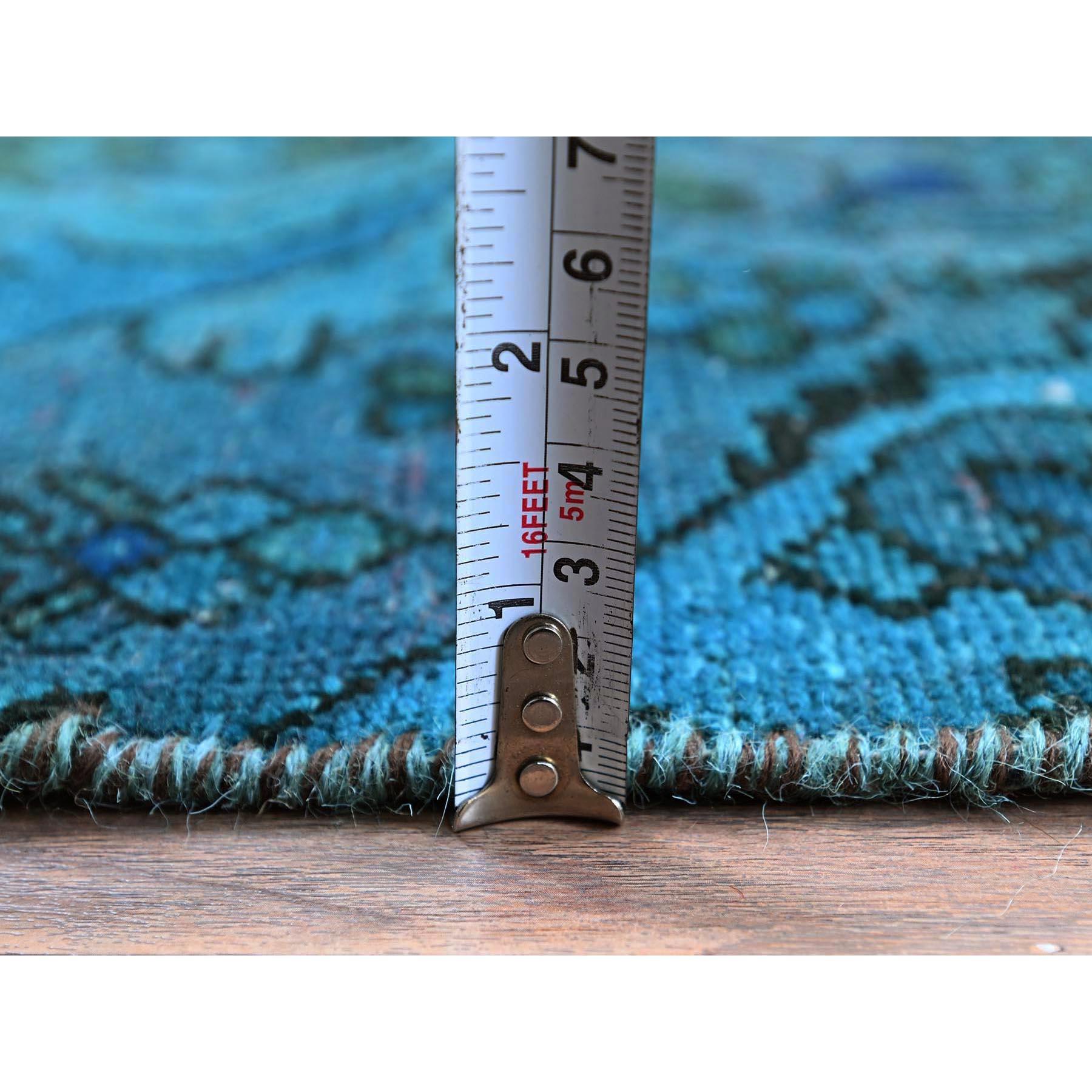 2'x3' Teal Overdyed Vintage Persischer Bakhtiar Handgeknüpfter Teal-Teppich aus reiner Wolle im Angebot 1