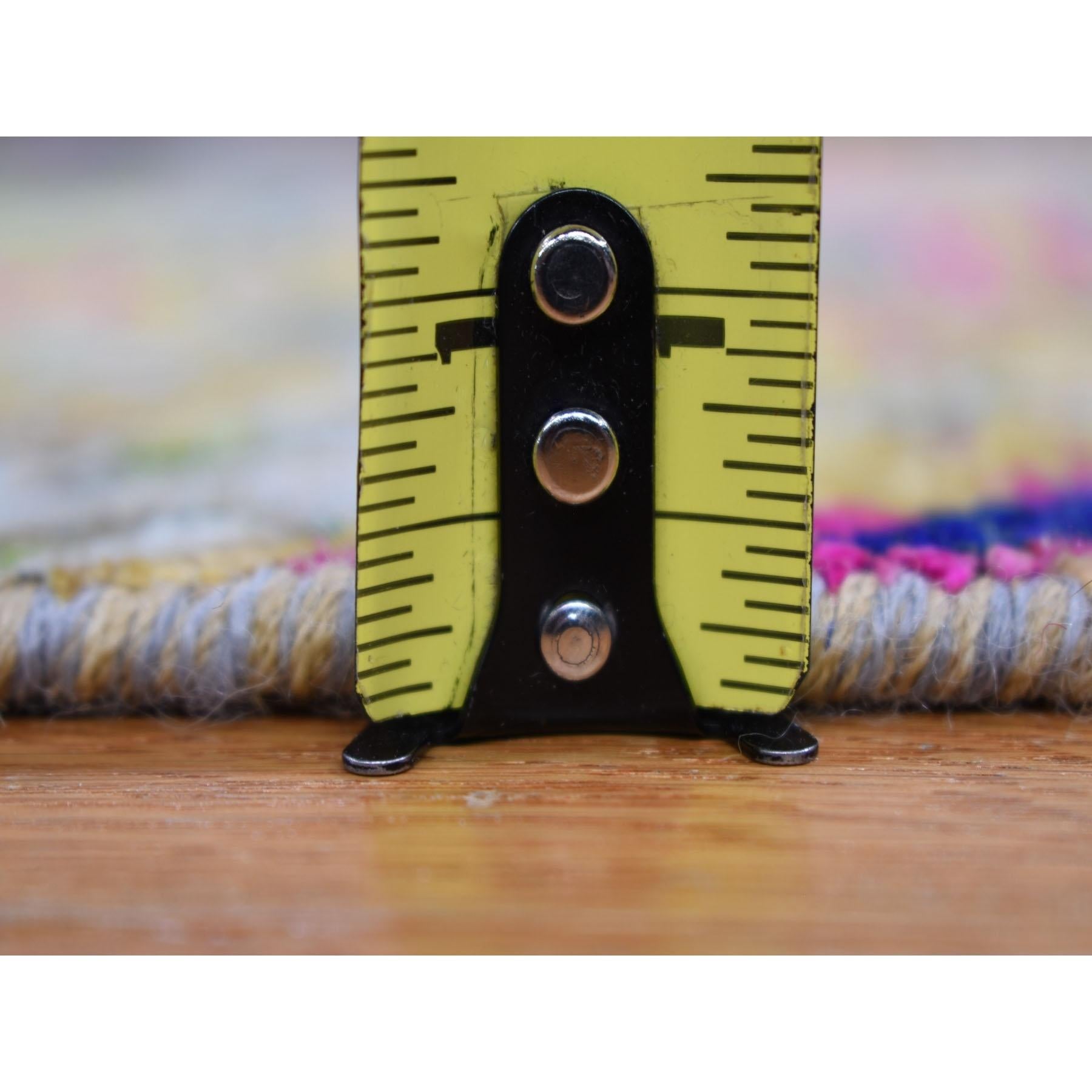 Indian 2'x3' THE LAVA, Sari Silk With Textured Wool Hand Knotted Oriental Rug For Sale