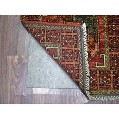 2'x3' TomatoRed, Afghan Ersari Elephant Feet Design, 100% Wool Oriental Rug