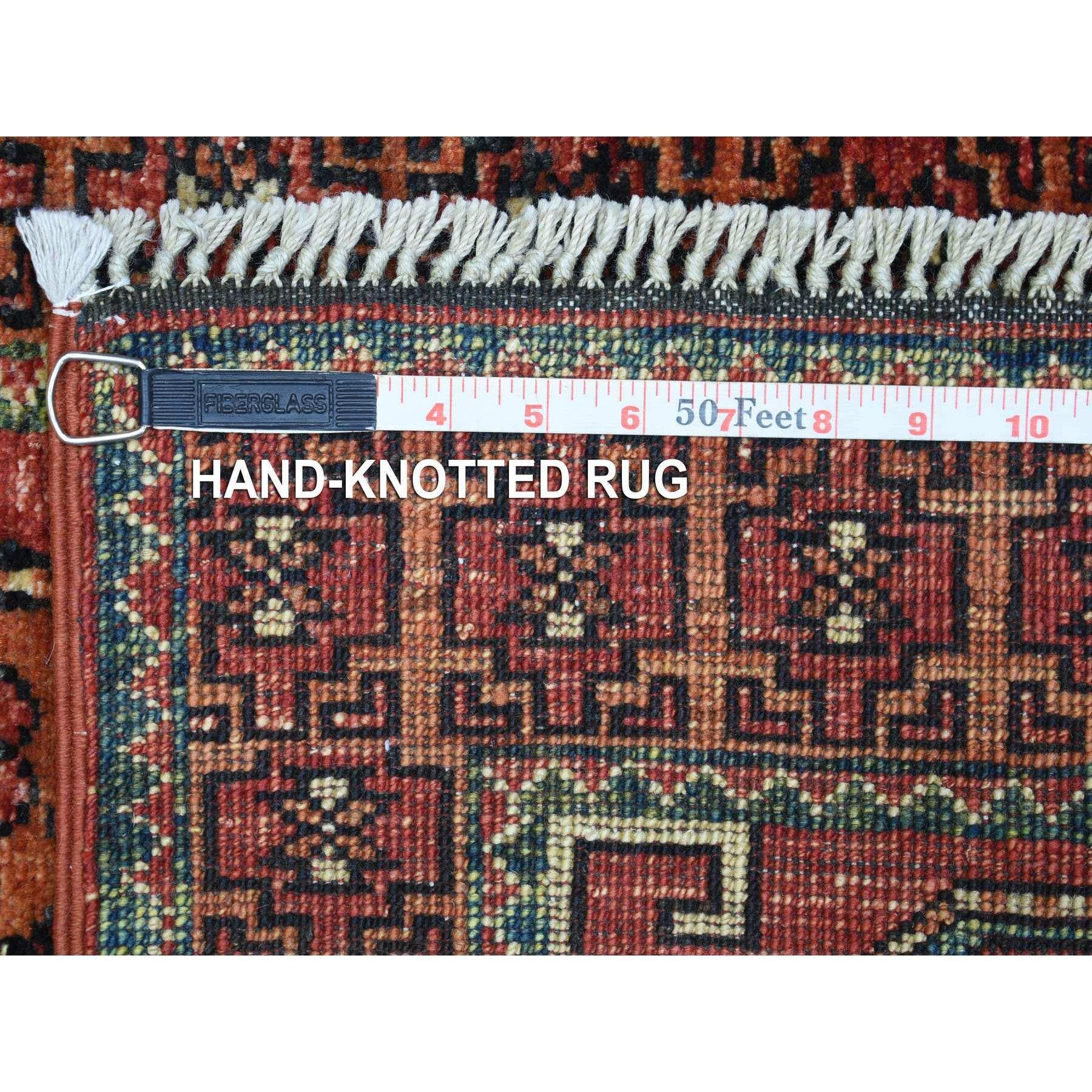 XXI secolo e contemporaneo 2'x3' TomatoRed, Tappeto Afghano Ersari con Piedi di Elefante, 100% Lana Orientale in vendita