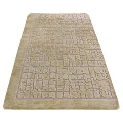 2'x3' Vanilla White, Modern Design, Hand Knotted, 100% Wool, Sample Rug