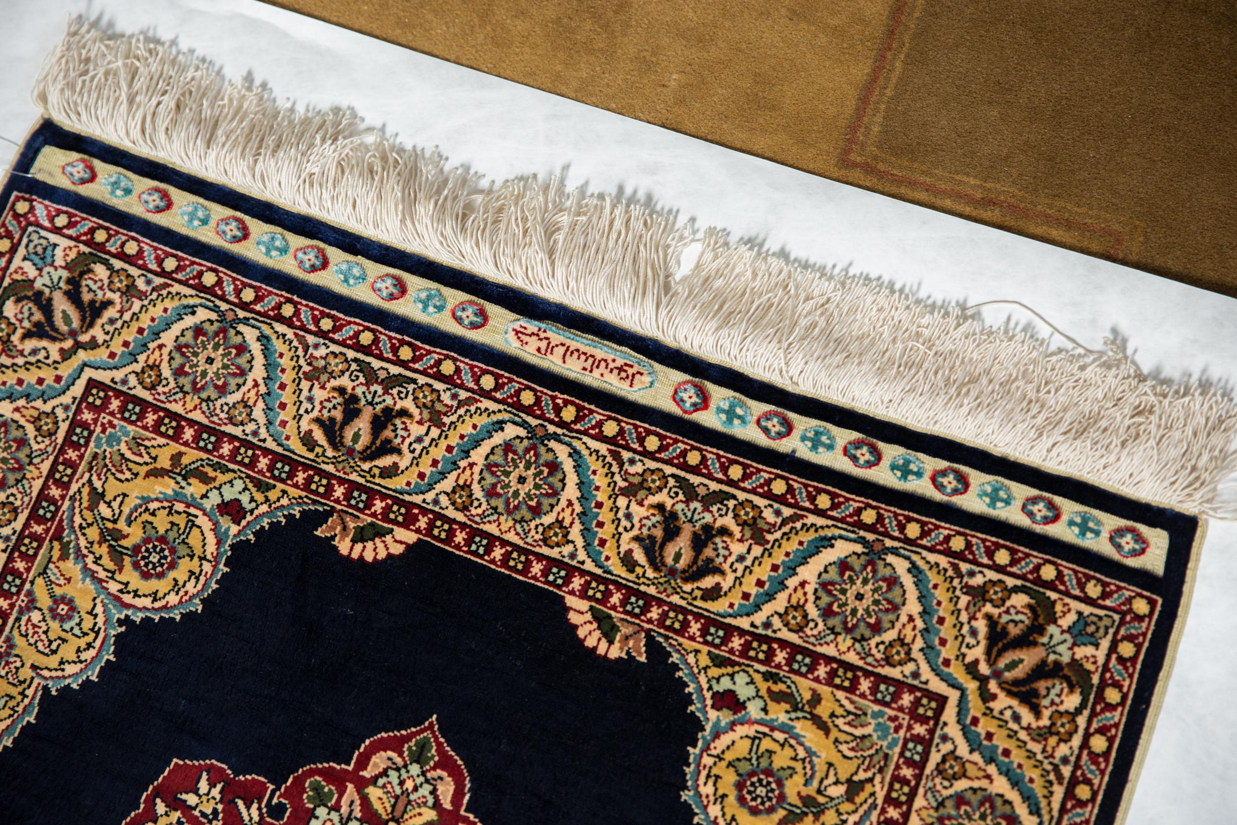 Vintage Fine Hereke Teppichmatte (Ende des 20. Jahrhunderts) im Angebot