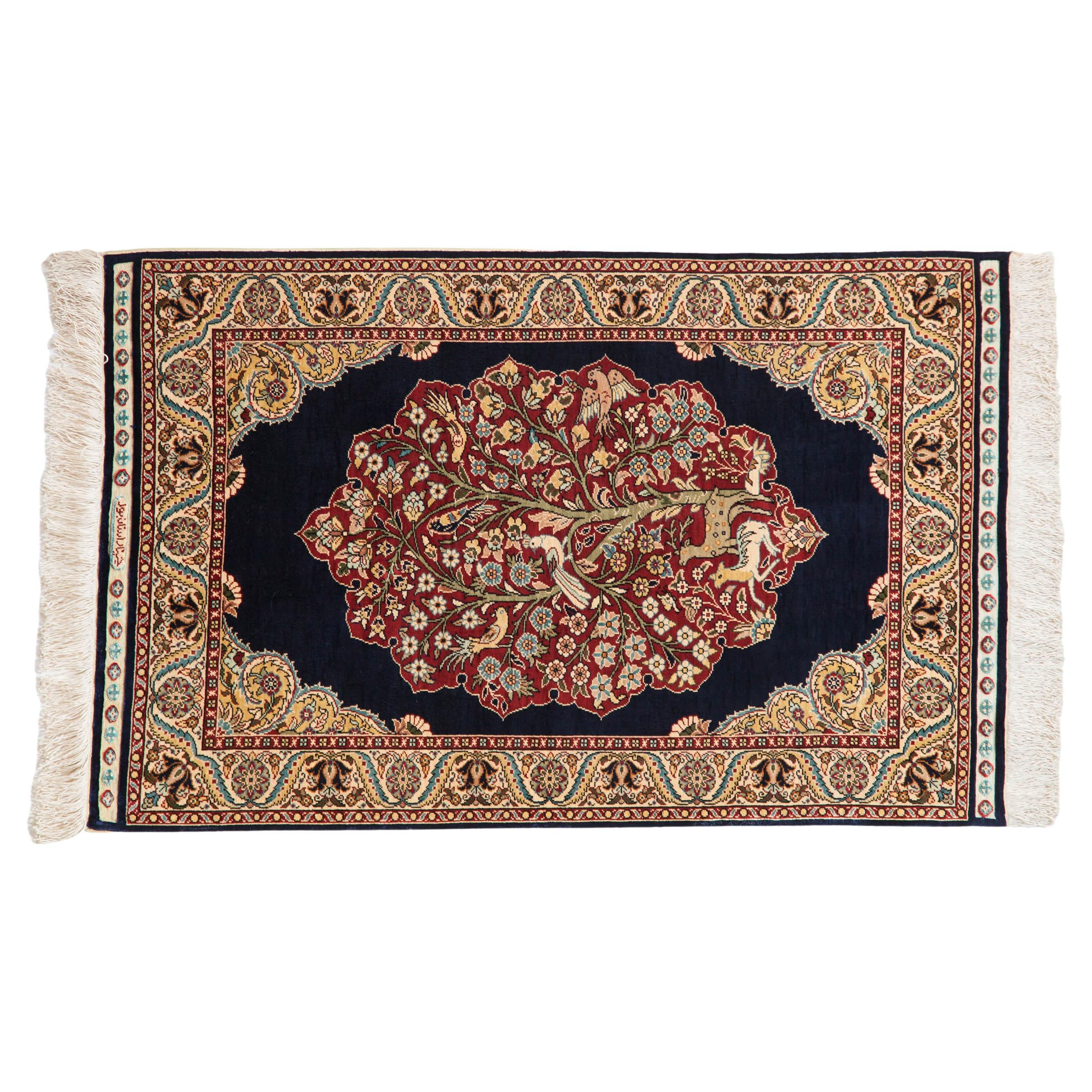 Vintage Fine Hereke Rug Mat For Sale