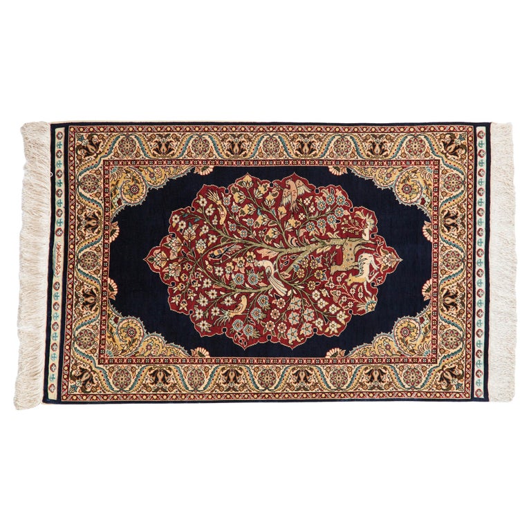 Vintage Fine Hereke Rug Mat For Sale at 1stDibs