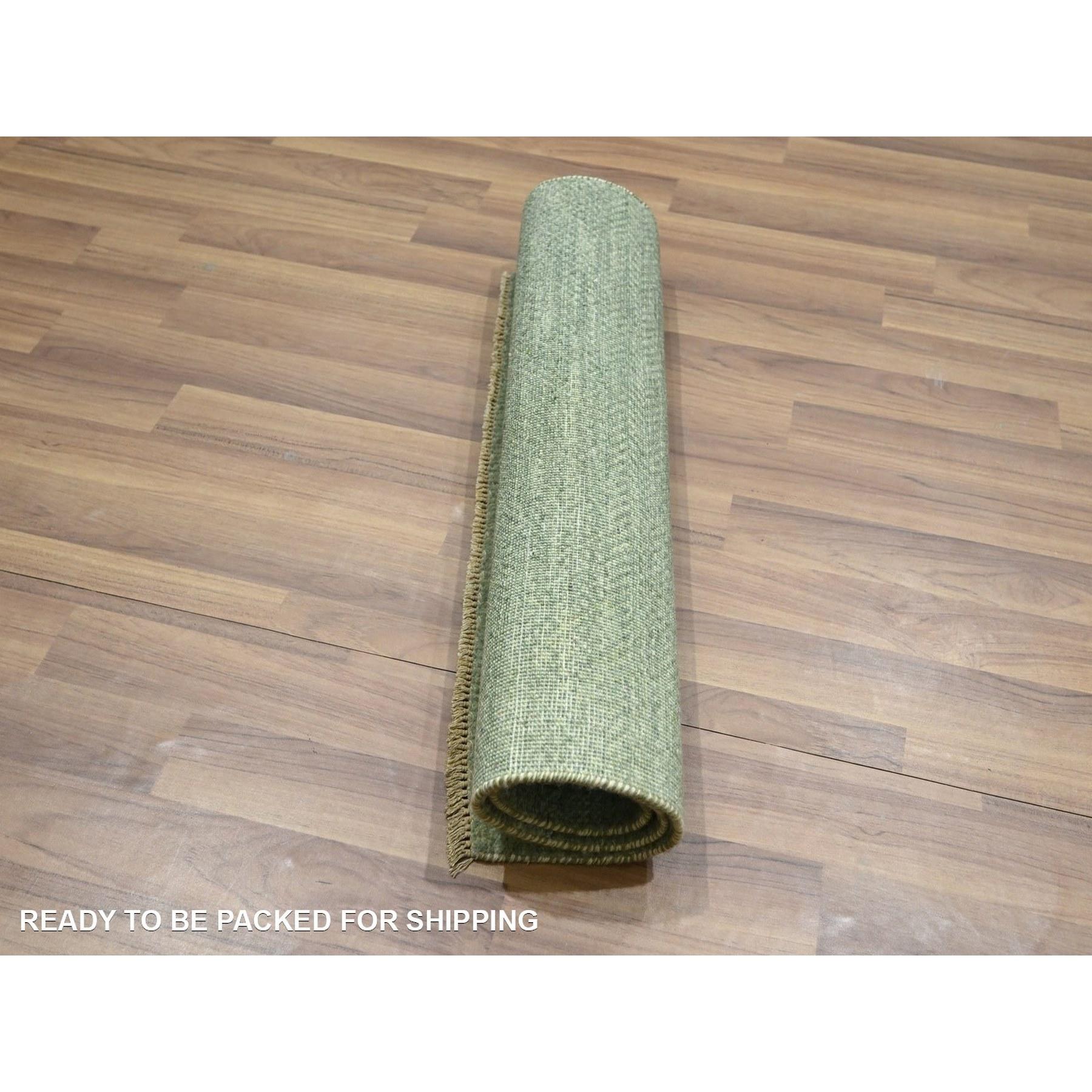 2'x3' Viridian Grün Natürliche Wolle Modernes Gras Design Handgeknüpfte Matte Teppich (21. Jahrhundert und zeitgenössisch) im Angebot