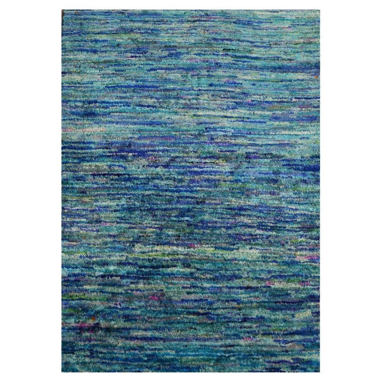 2
x3
Tapis en soie pure Sari bleu vif uni Design/One noué à la main