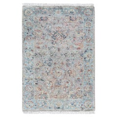 2'x3' Whisper Pink Ziegler Mahal Design Zero Pile Pure Wool Hand Knotted Rug