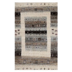 2'x3' White Modern Lori Buft Small Animal Figurines Hand Knotted Wool Rug