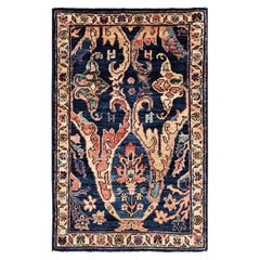 2'x3' Yale-Blau, Bijar-Garus-Muster, Aryana-Qualität, handgeknüpfter Wollteppich