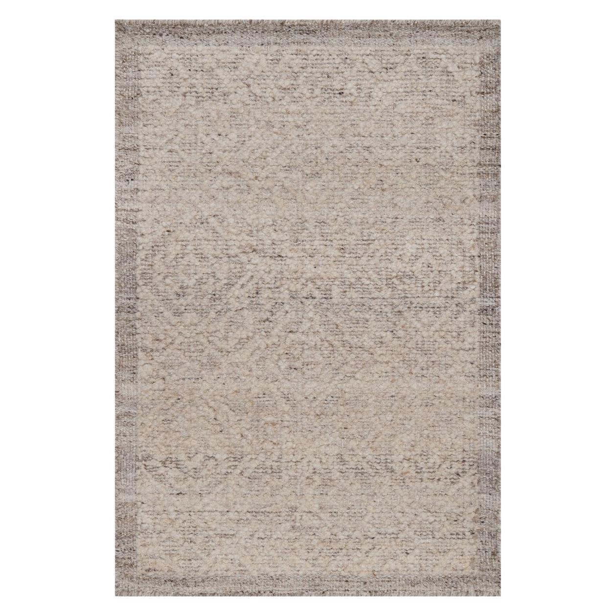 2'x3'1" Beaver Brown Modern Variegated Design Natural Wool Hand Knotted Rug