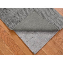 2'x3'1" Beige Hand Loomed Modern Chevron Design Plant Based Silk Mat Rug