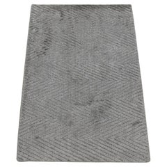 2'x3'1" Beige Hand Loomed Modern Chevron Design Plant Based Silk Mat Rug