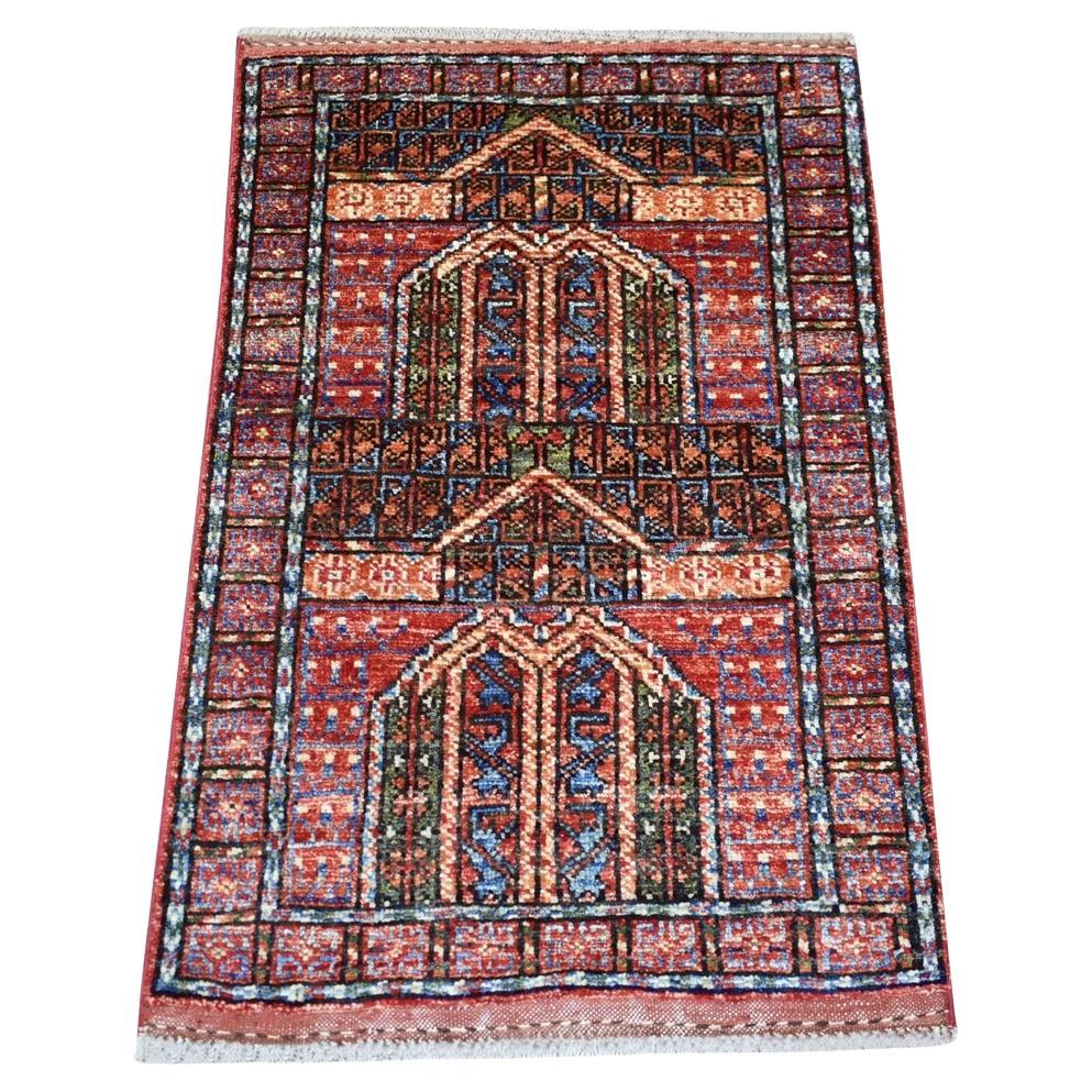 2
x3
1" Brick Red Turkeman Ersari Hand Knotted Soft Wool Oriental Wool Rug For Sale